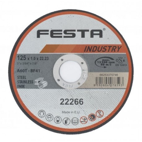 Kotouč řezný FESTA INDUSTRY na kov 125x1.6x22.2mm